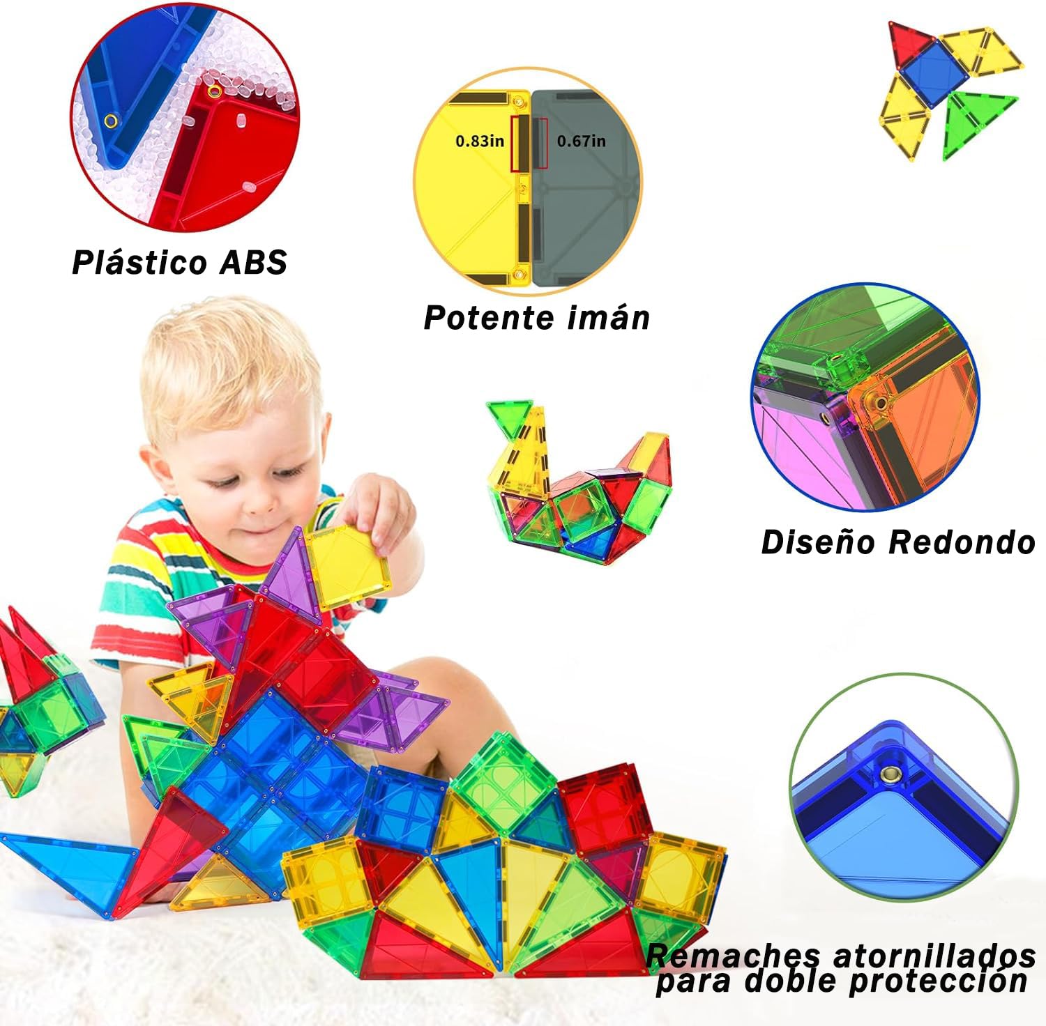 Mini Azulejos Magnéticos De Viaje – 74 Piezas En Caja Metálica, Juguetes De Construcción STEM Para Niños Y Niñas, Compatibles Con Otras Marcas