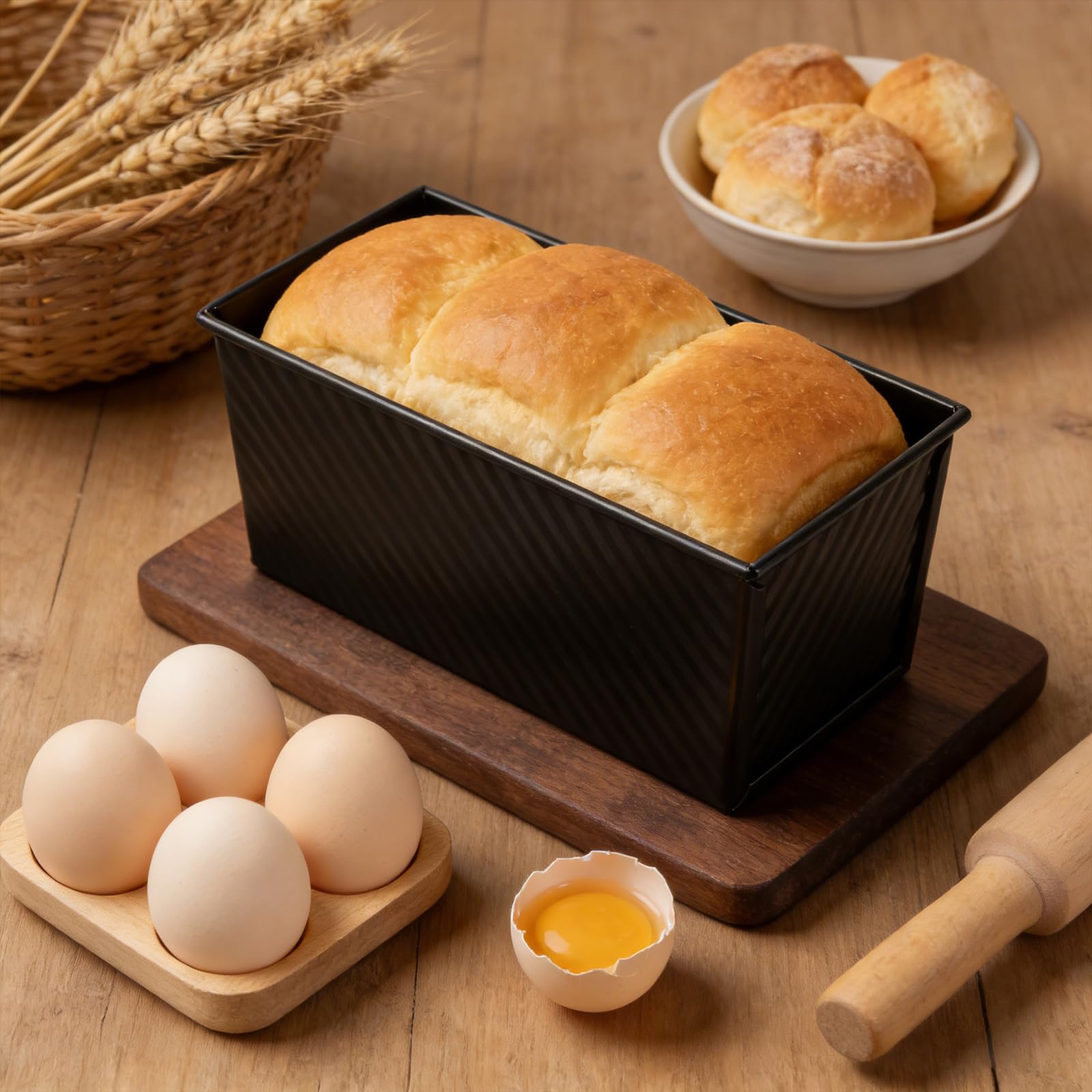 2 moldes para pan con tapa, 31,8 x 12 x 11,43 cm, con tapa, 21,6 x 12 x 11 cm, molde para pan tostado negro con orificios de ventilación, molde para pan, moldes antiadherentes para pan y