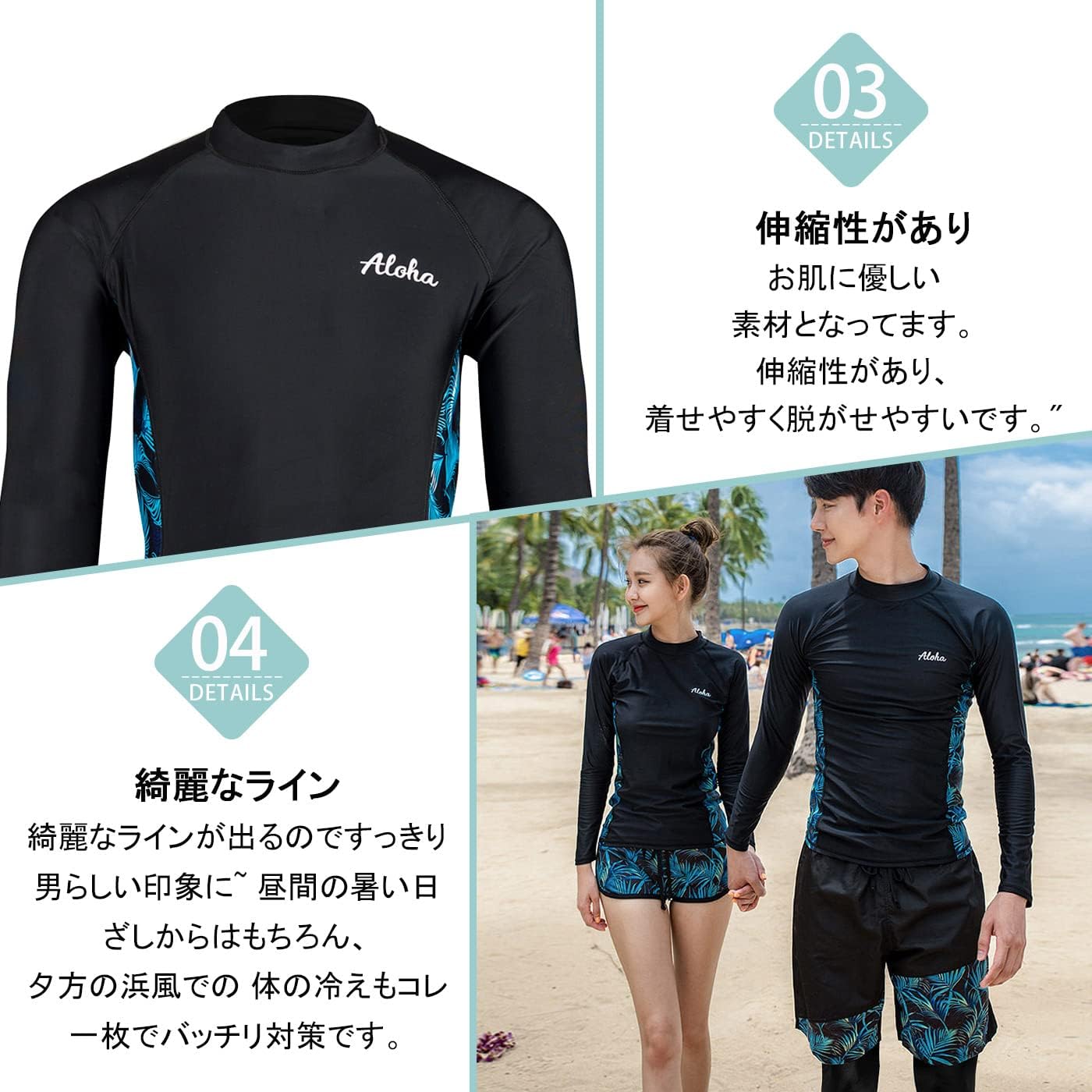 [ZHPUAT] ラッシュガード メンズ 水着 長袖 前開き レギンス サーフパンツ フィットネス 男性 UVカット