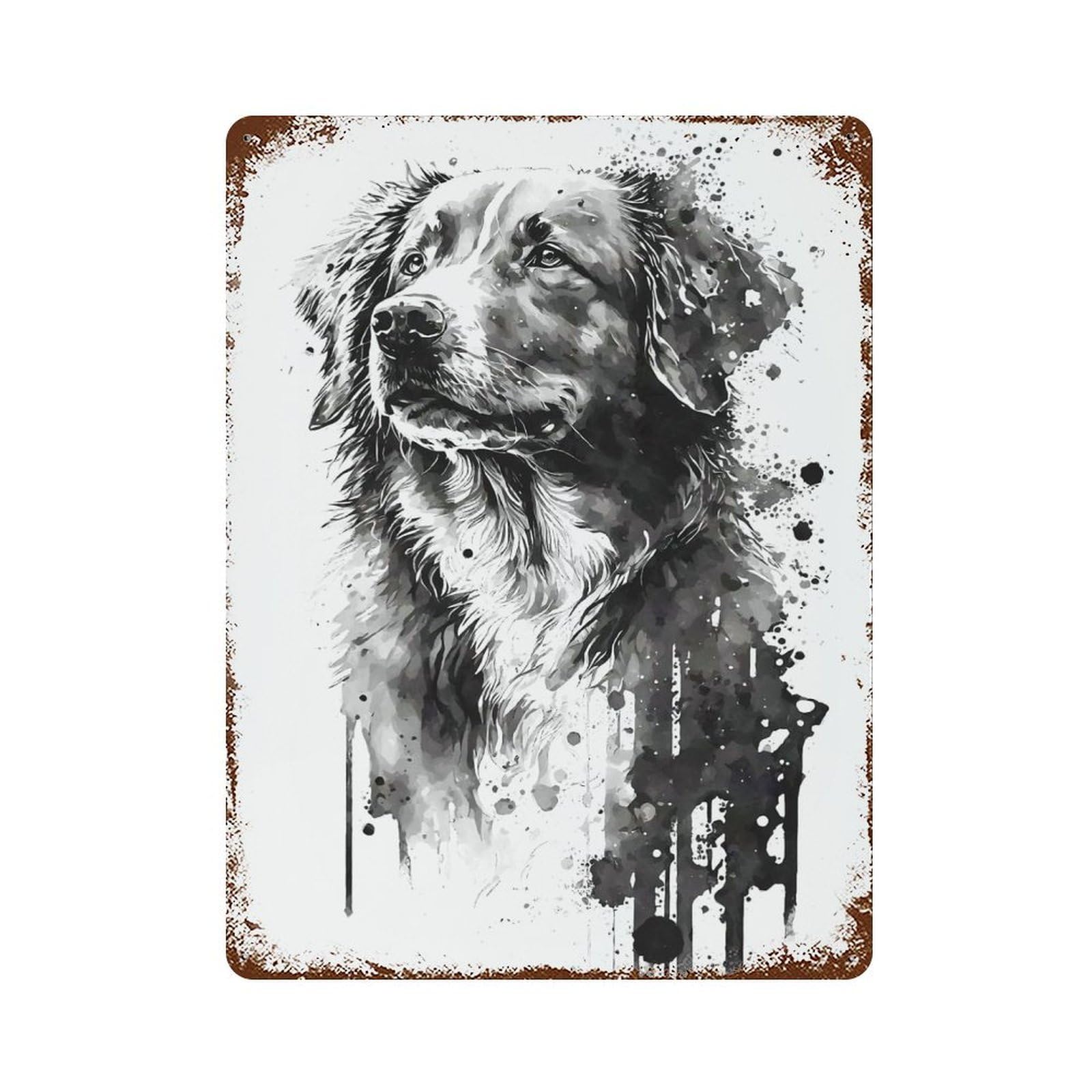 Duck Tolling Retriever Ink Weathered Tin Sign 15.7"x11.8", Retro Wall Decor for Pub, Kitchen And Man Cave Decor