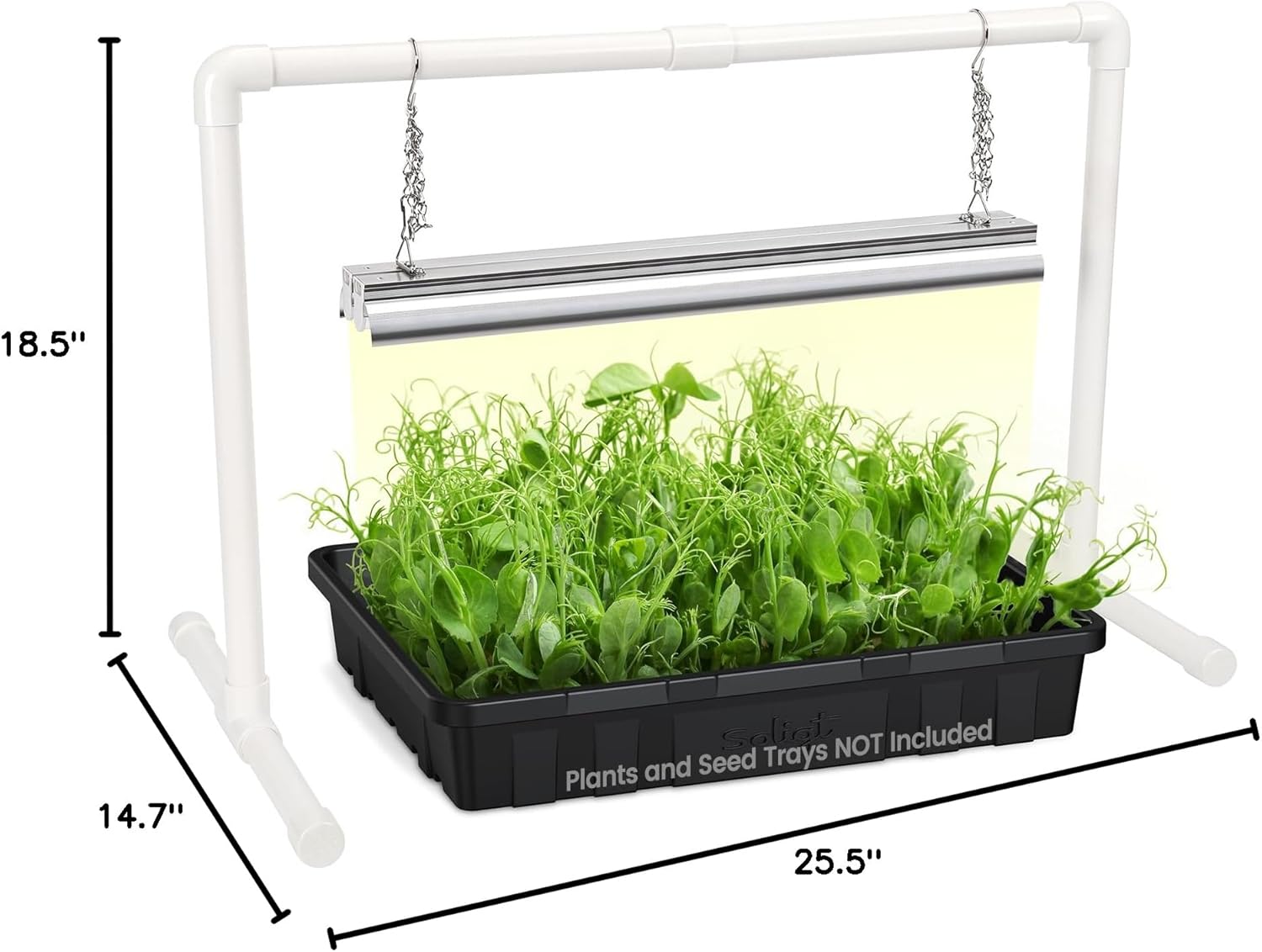 SOLIGT Grow Lights for Seed Starting, 2FT LED Full Spectrum Seedling Grow Lights with 4 Brightness & 8/12/18H On Timer, Adjustable Height Stand for Indoor Plants, Seedlings, Herbs & Vegetables