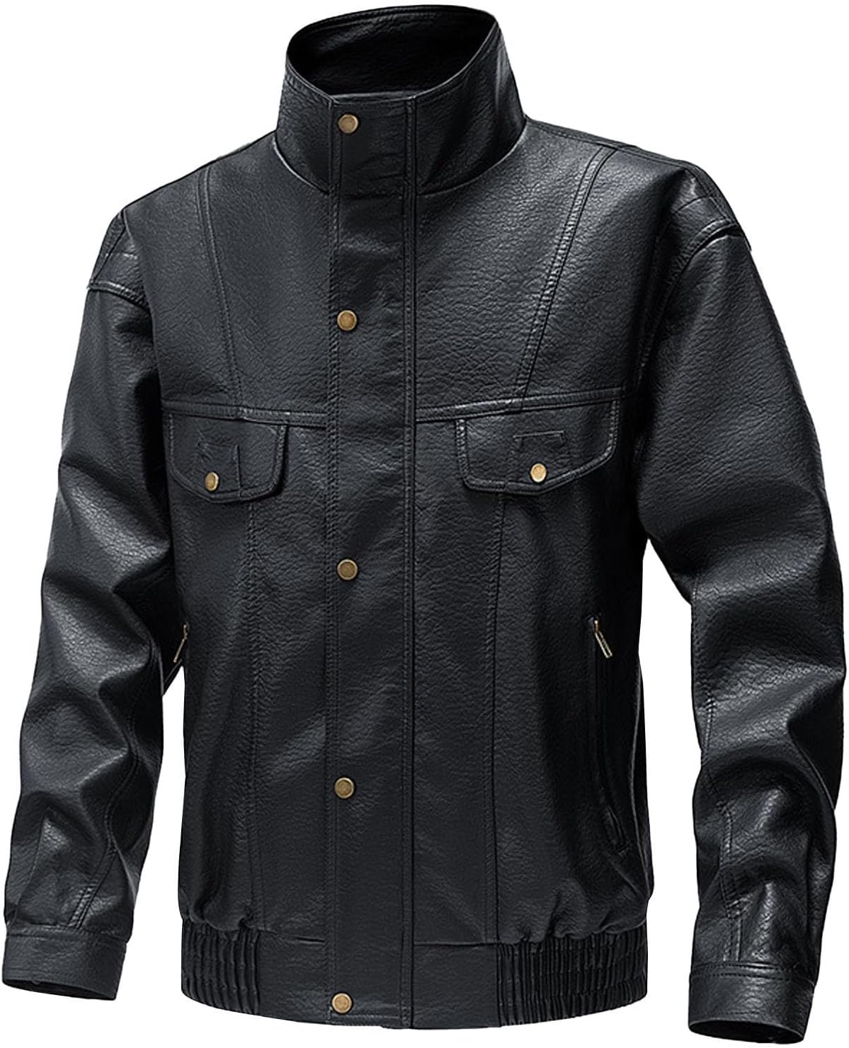 XUNRYAN Mens Faux-Leather Sherpa Jacket Motorcycle Bomber Aviator Jackets Vintage Winter Warm Coat Casual Outwear Streetwear
