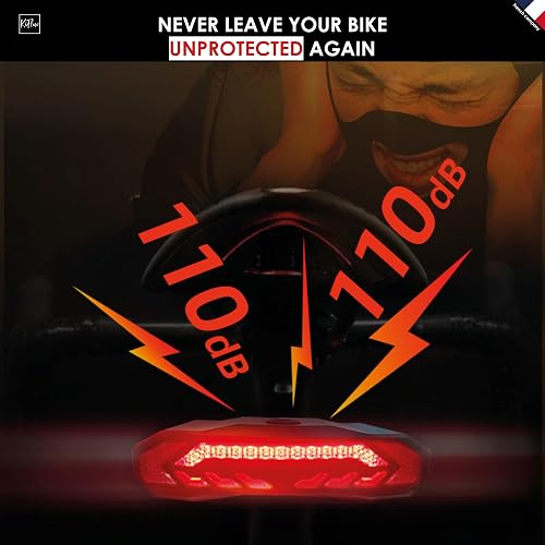 KIFLOW Rear Bike Light with Turn Signals & Anti-Theft Alarm | Wireless Remote Bike Tail Light | Ultra-Bright LED | 5 Modes | USB Rechargeable | Waterproof | Includes 2 Mounts - 5