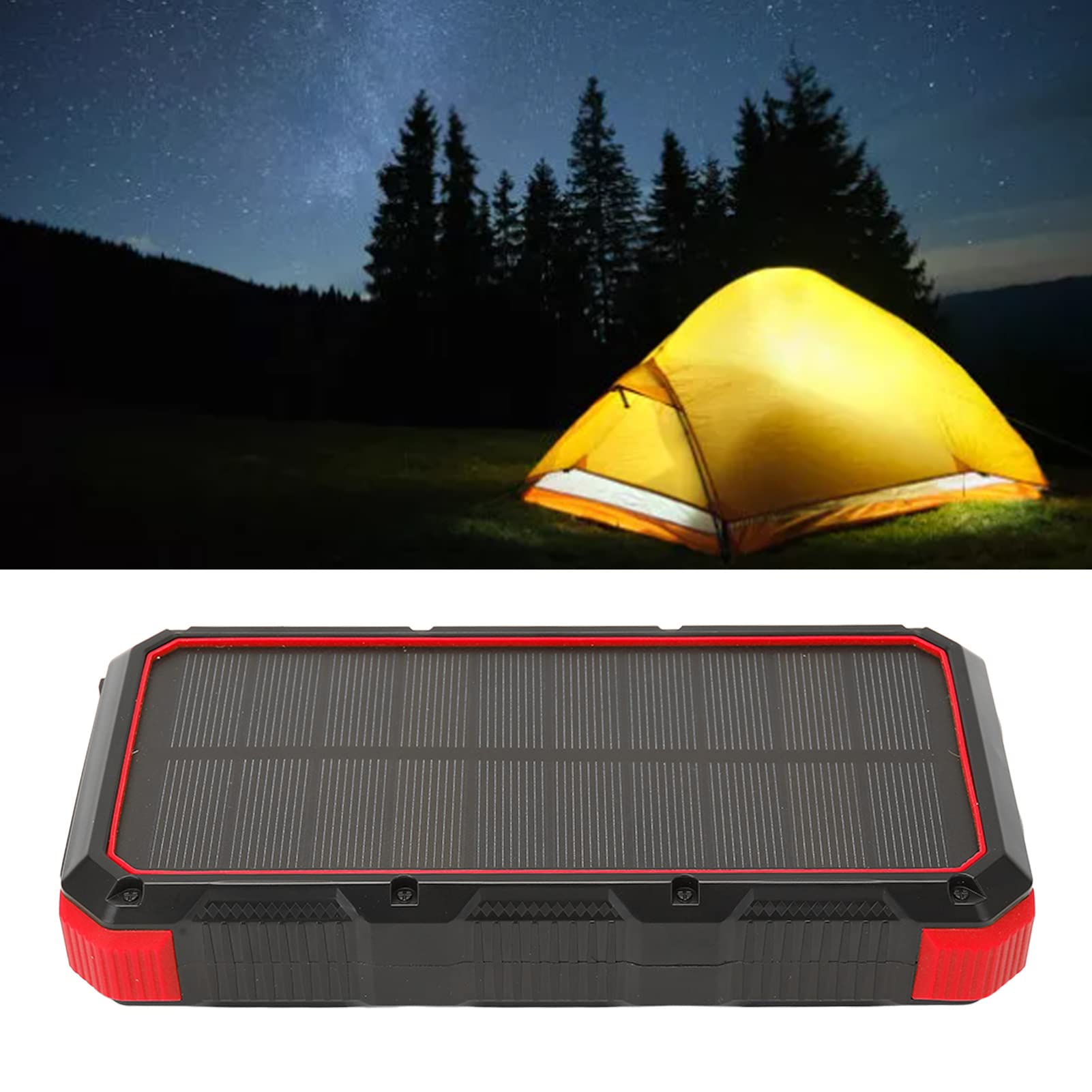 GLOGLOW Cargador Solar Portátil, Material ABS, Batería de 36800 MAh, Carga Rápida Inalámbrica para Camping y Uso Al Aire Libre (Rojo)