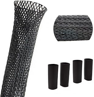 Cable Sleeve - PET 100Ft - 1/2 Inch Cable Management Sleeve Cables Organizer for Wrap - Black Wire Loom Tubing - Protect Cables for Computers, TVs, Desks, Home, Office