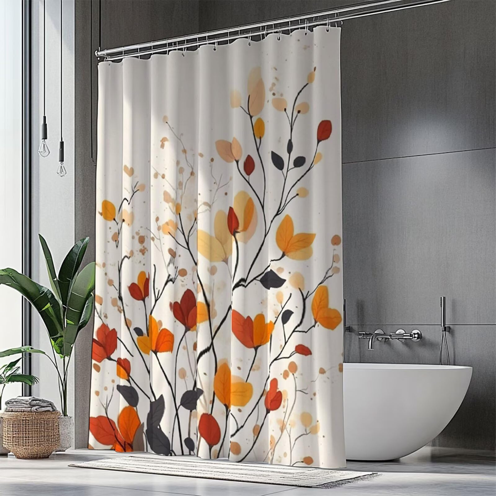 Rideau de douche 100x180 cm imperméable orange pour éviter les fuites d'eau au sol