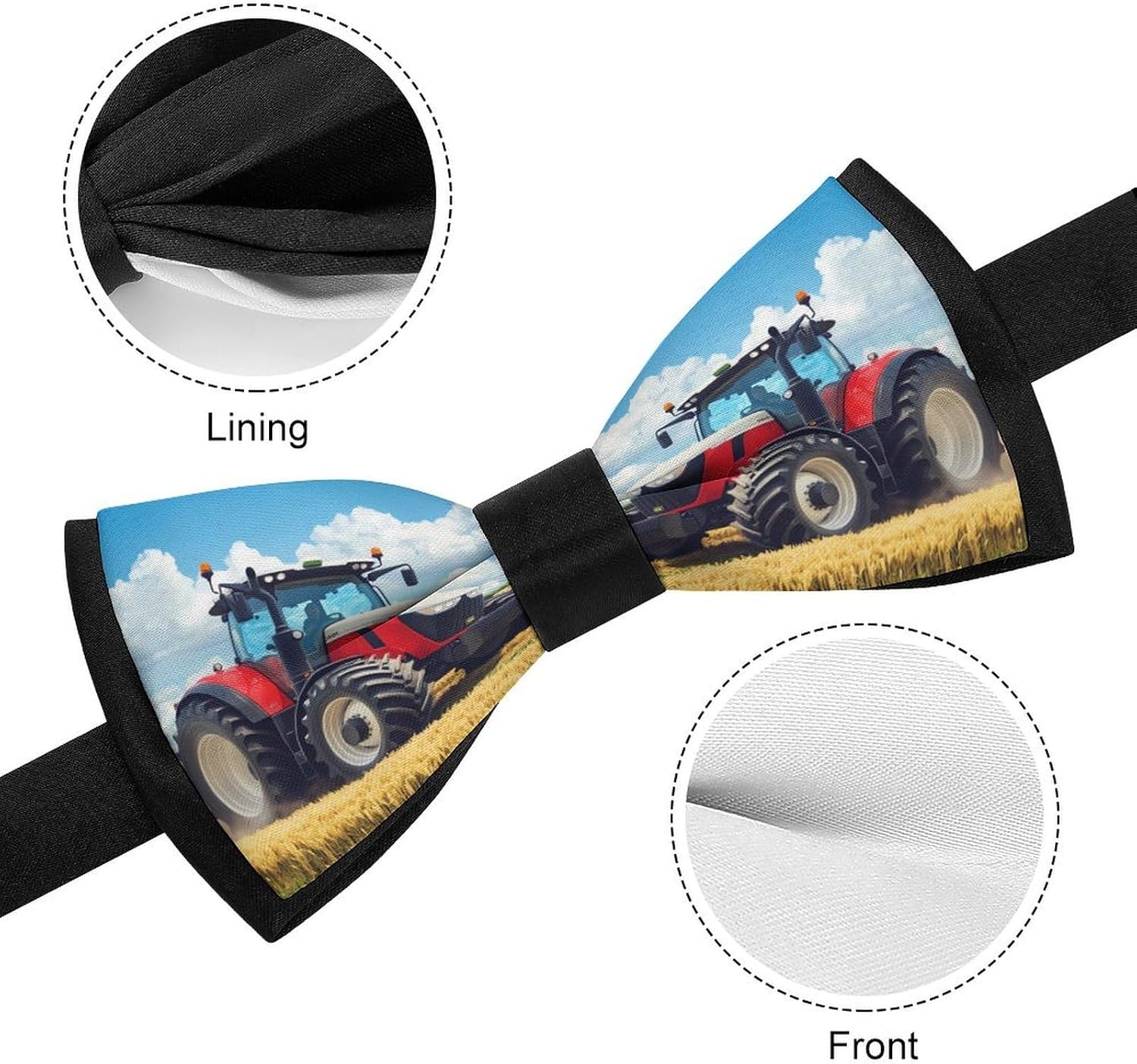 Tractor Printed Bow Ties for Men Fun Printed Pre Tied Adjustable Bowtie for Party Wedding