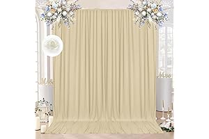 KUNS069: Beige Wrinkle Free Backdrop Curtain Panel for Parties, Cream Fabric Curtain...