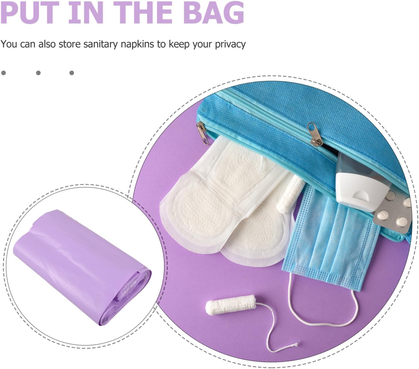 300pcs Menstrual Bags Leak Disposal Pouches for Women Strong Adhesive Trash Bags for Personal Privacy