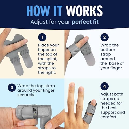 Miniatura 5 de Dr. Frederick's Original Férula de dedo gatillo – 2 unidades – Férula de mazo y soporte para artritis, lesiones y esguince – Se adapta a dedos