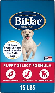 Bil-Jac Puppy Select Dry Dog Food | Fresh Chicken Recipe | 15 lb Bag