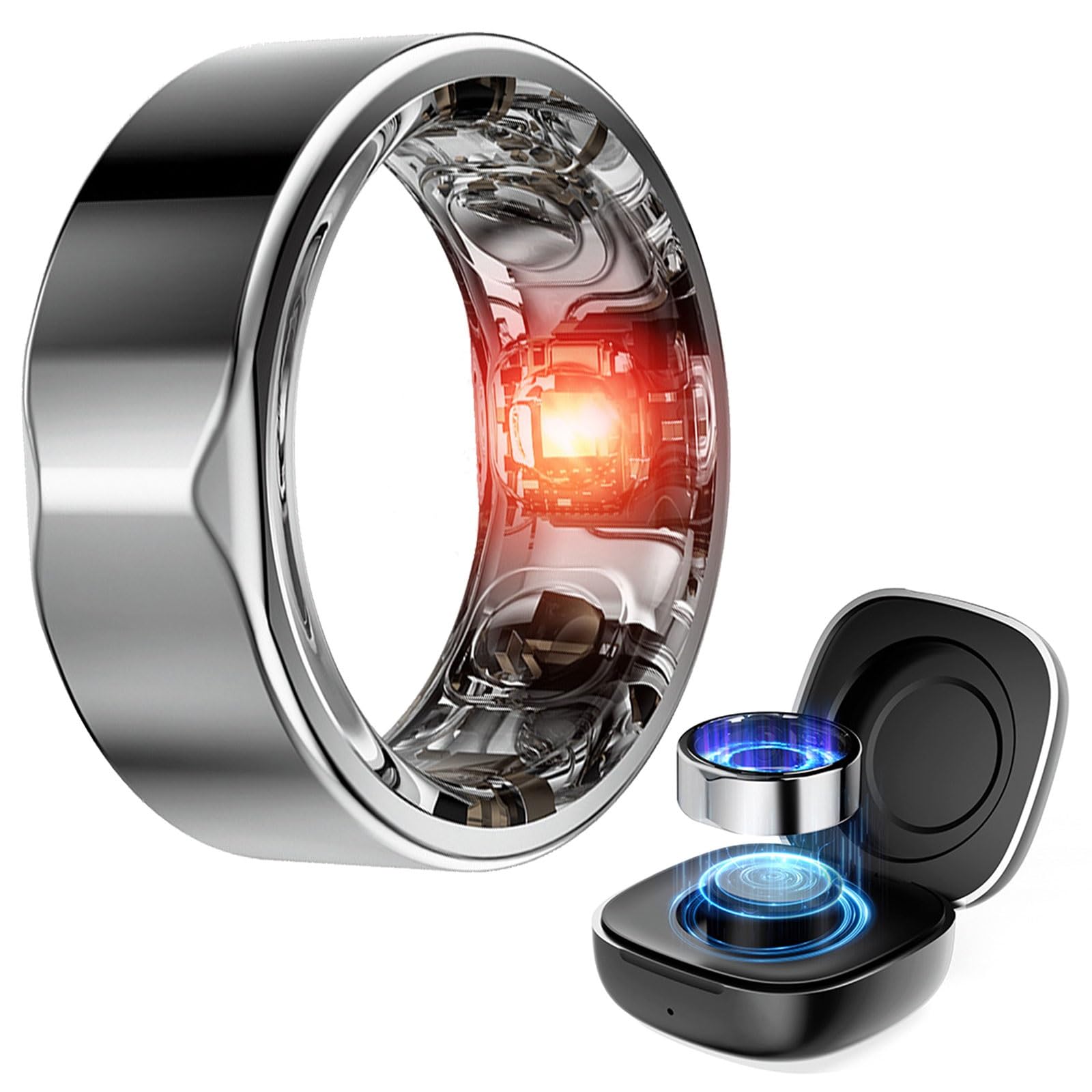 Anello intelligente per la salute con cardiofrequenzimetro e ossigeno nel sangue, monitoraggio automatico del sonno e dello sport, dispositivo fitness indossabile impermeabile