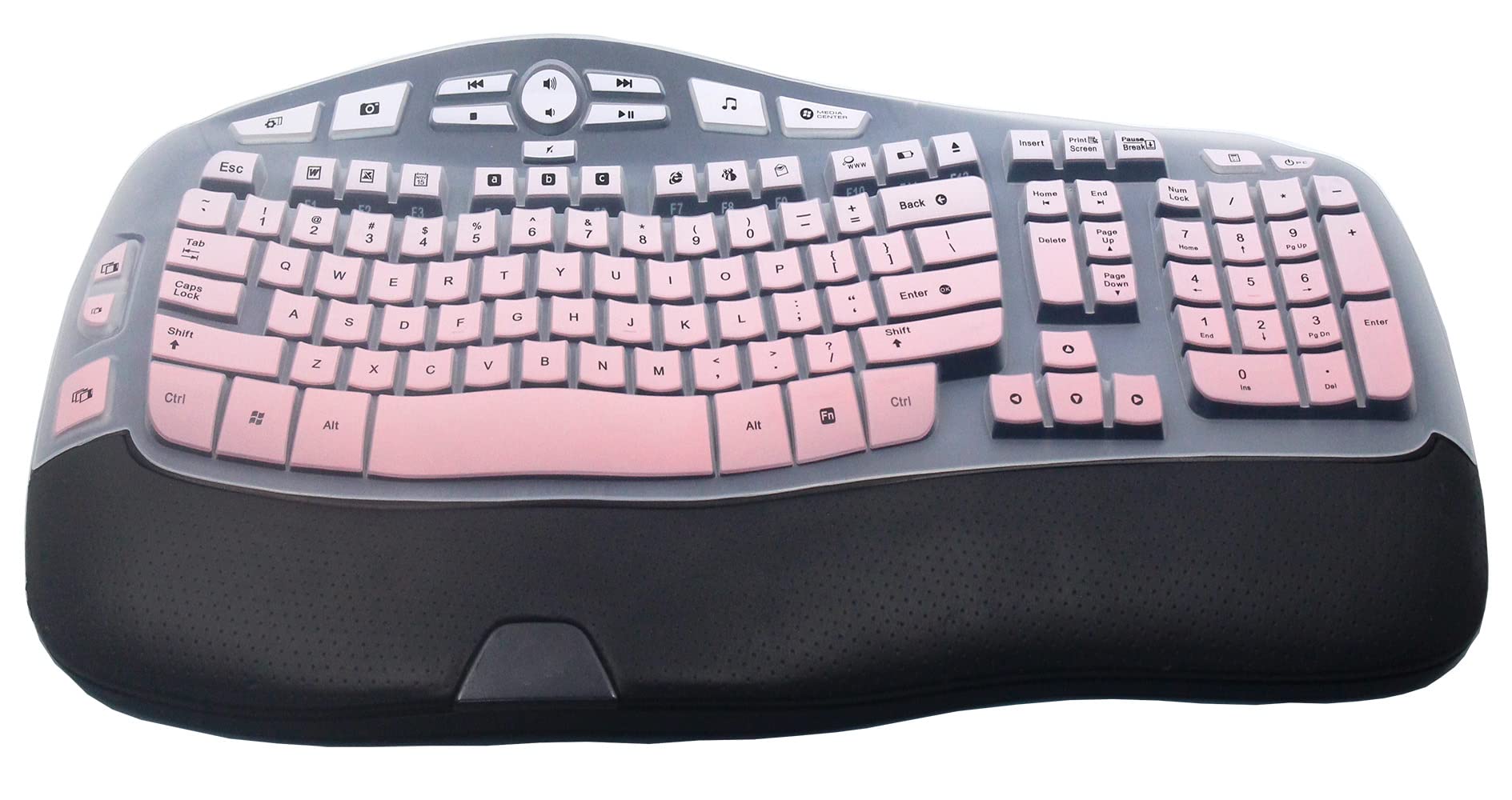 JuYuish Ultra Thin Desktop PC Silicone Keyboard Case Cover Skin Protector Compatible with Logitech K350 MK550 MK570 Wireless Wave Keyboard (NOT for Other Desktop Keyboards) (Gradient Pink)