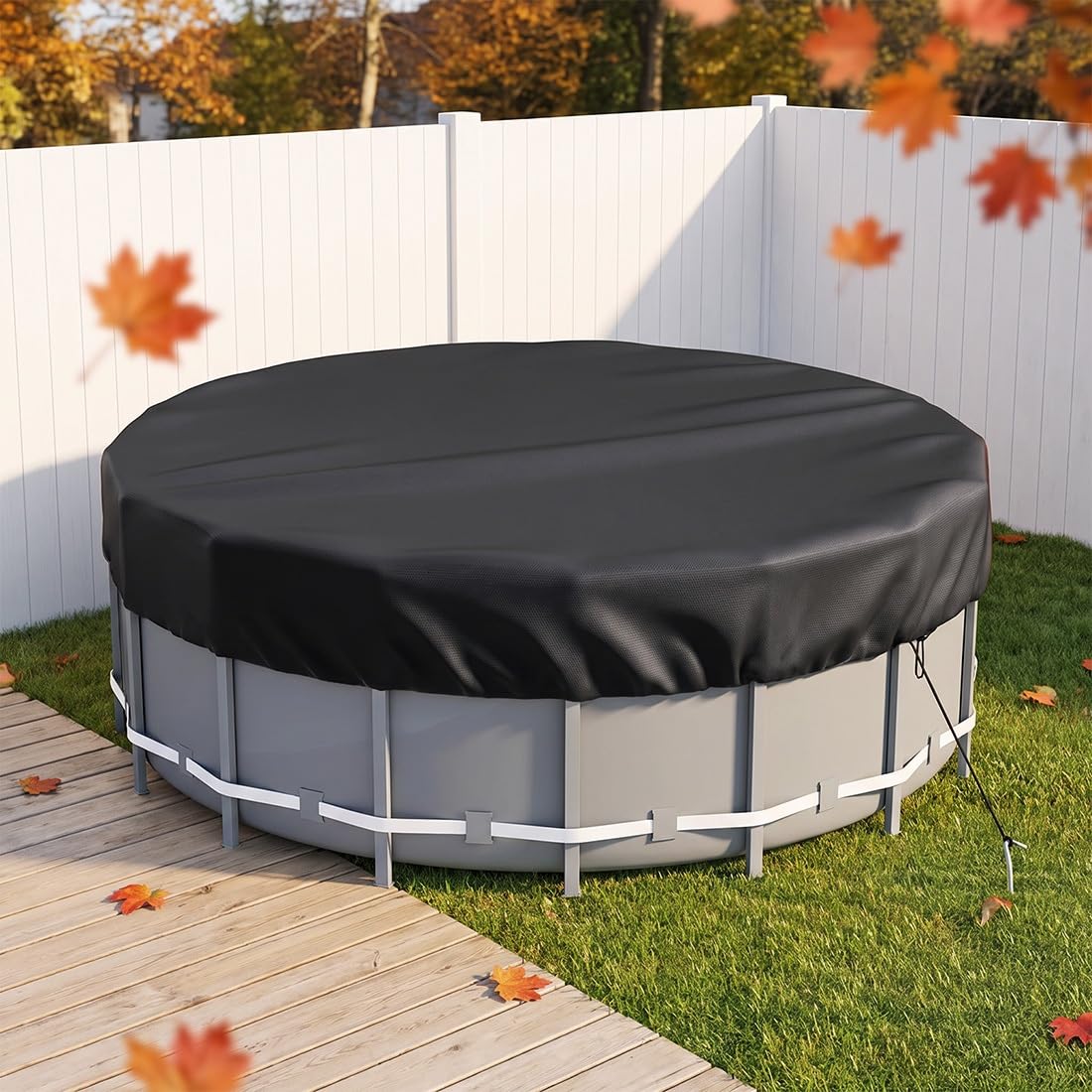Copertura Impermeabile Piscine Fuori Terra, Rivestimento Piscine Rotonde | Impermeabile E Resistente All'abrasione, Presa Sicura In Condizioni Di Vento, Protezione Che Dura Tutto L'anno(305cm)