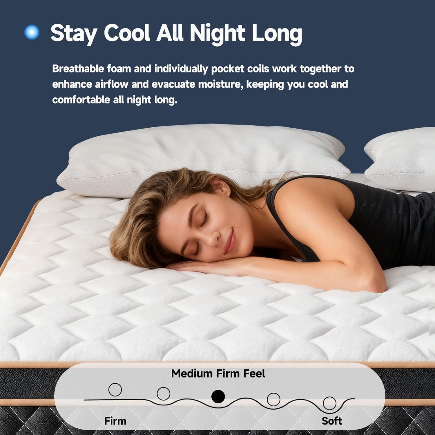 hco queen size mattress, 14  inch luxury hybrid mattress in a box,medium mattress with gel memory foam &768 individual pocket springs,motion isolation,pressure relief black queen (u.s. standard) 14 inch