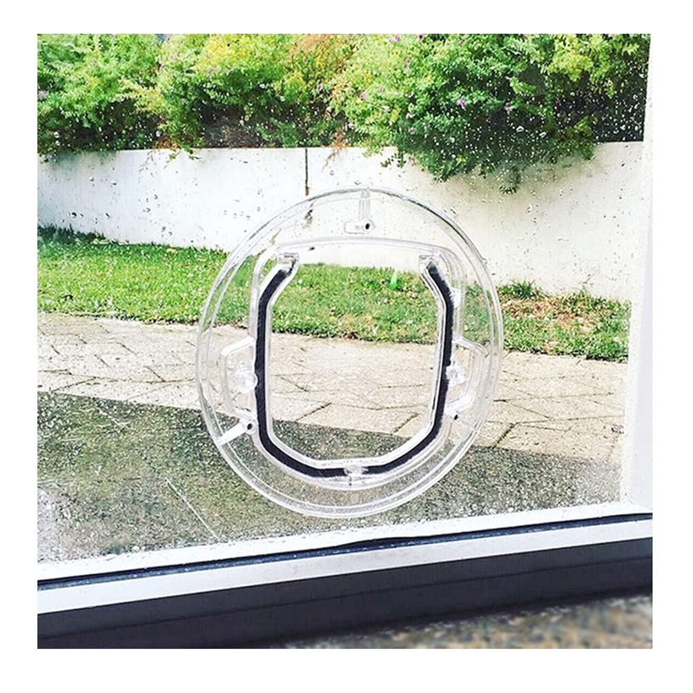 Dxyqxl White Cat Flaps Round Clear Flap Door - Easy Access For Cats & Dogs For Sliding Glass Doors And Windows - 4-Way Locking System - Includes Liner Kit