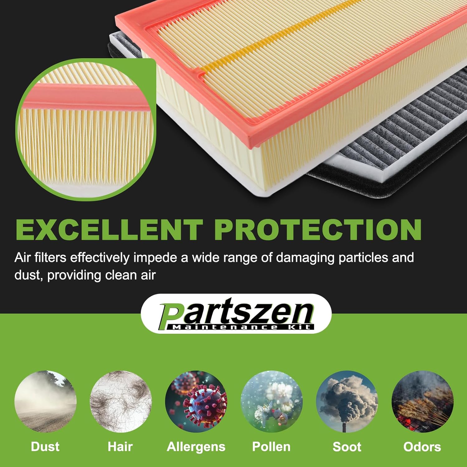 CA9711 Engine and Cabin Air Filter Fit for Volkswagen Beetle Jetta Passat Golf Tiguan 2006-2022 for Audi A3 Q3 TT TTS 2009-2018 (only for 2.0L) Replace CF1126 C35586