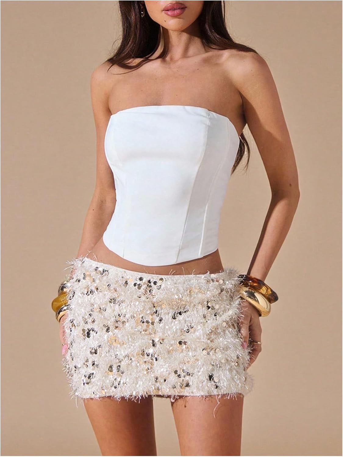 Women's Sequin Mini Skirt Y2k Glitter Low Rise Bodycon Party Club Short Skirts - Image 5