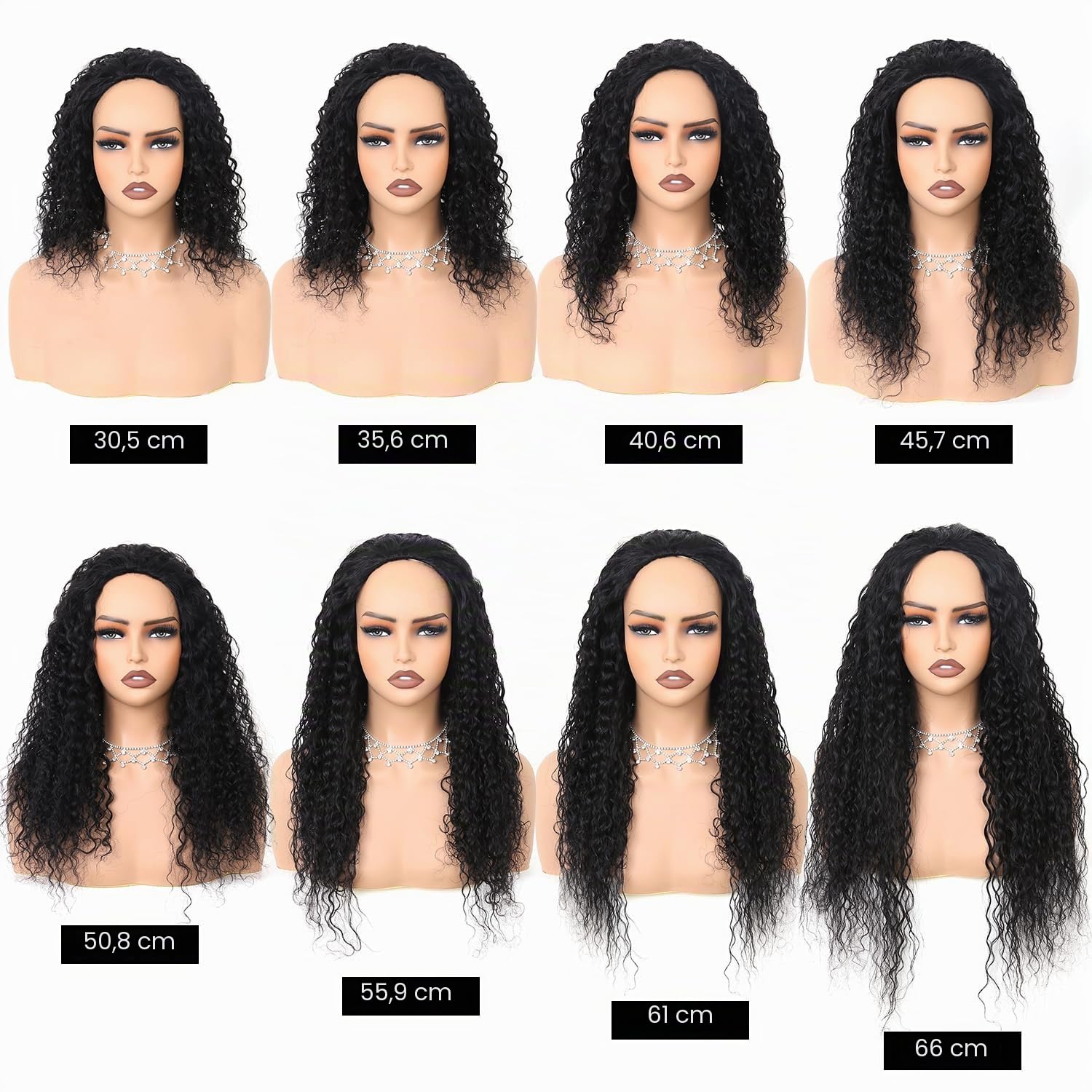 Perruque Cheveux Naturels Humains Half Wig Emi-Perruque Cheveux Sans Colle Sans Mèches à Laisser Boucles Afro Kinky Bouclée Cordon De Serrage Bandeau Pour Femmes 16 inch