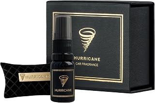HURRICANE Car Air Freshener Gold Edition – Long Lasting, Natural Luxury Scent, Vent Clip Diffuser, Cinnamon Oud Fragrance, Automotive Accessories, Refillable Car Perfume Spray for Men & Women