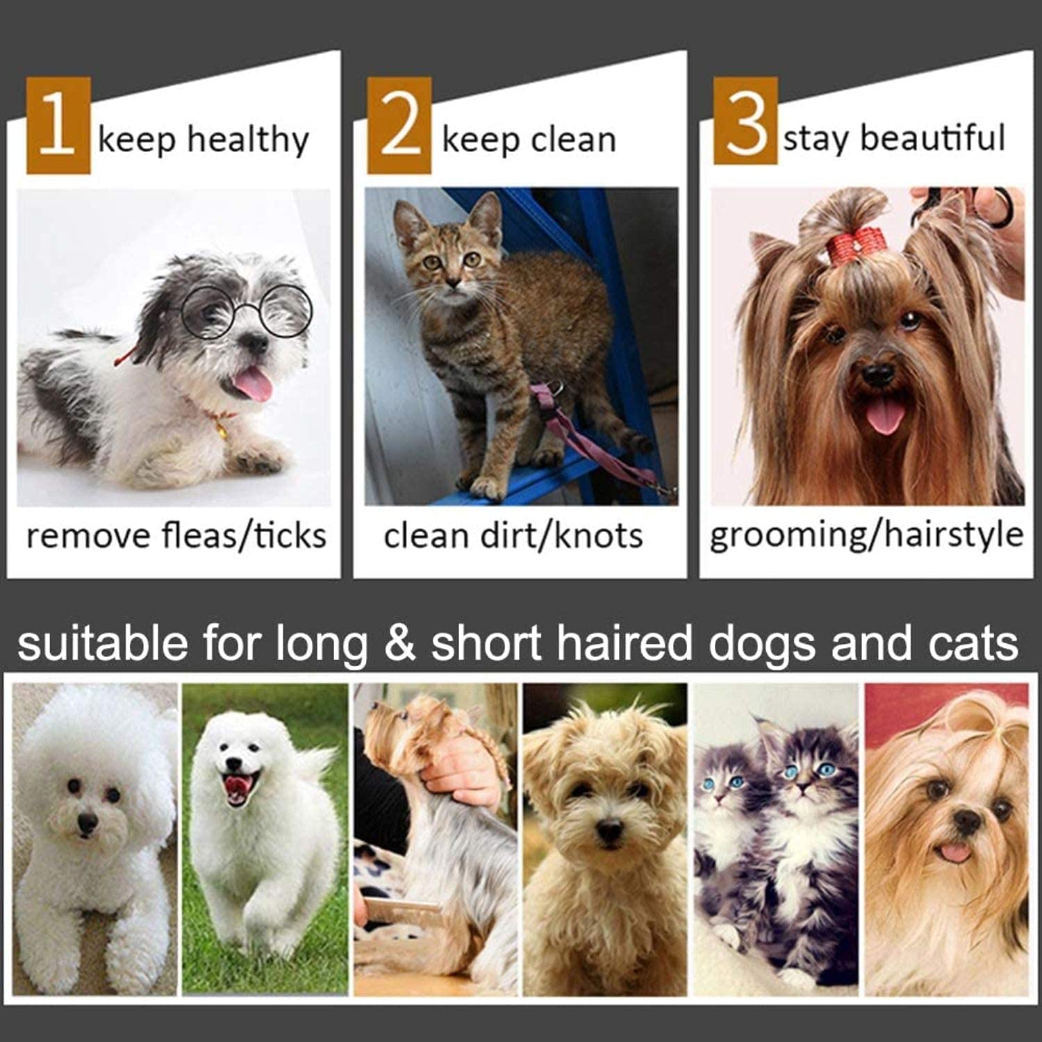 PSK PET MART Amazing Stainless Metal Flea Comb for Pets Grooming Comfortable to Use Dogs, Cats, Rabbit Fur Detangling Tool Flea and Tick Prevention for Animal (Double Side plastic Handle Comb) 3