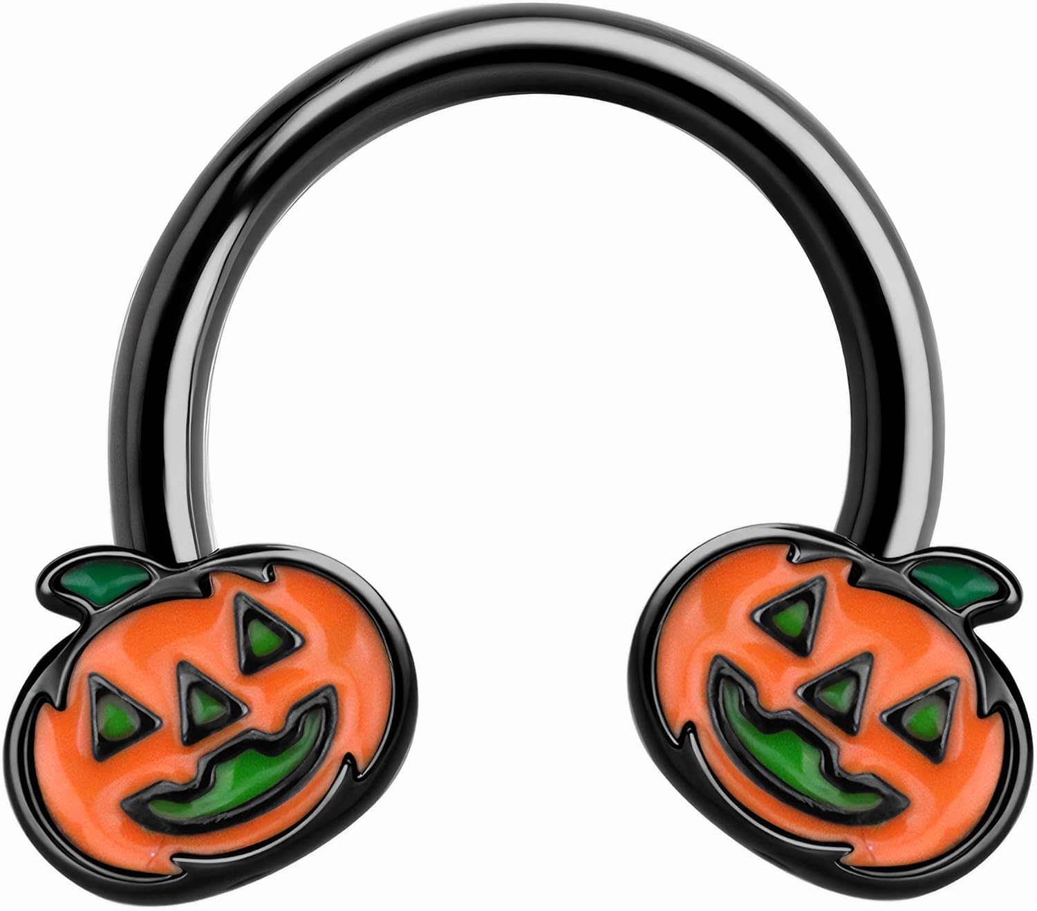 BodyBonita Septum Rings for Women Men 16G, 316 Surgical Steel Horseshoe Halloween Nose Ring Hoops, Spider Pumpkin Helix Daith Conch Piercing Jewelry Cartilage Earrings Red CZ 10mm Black