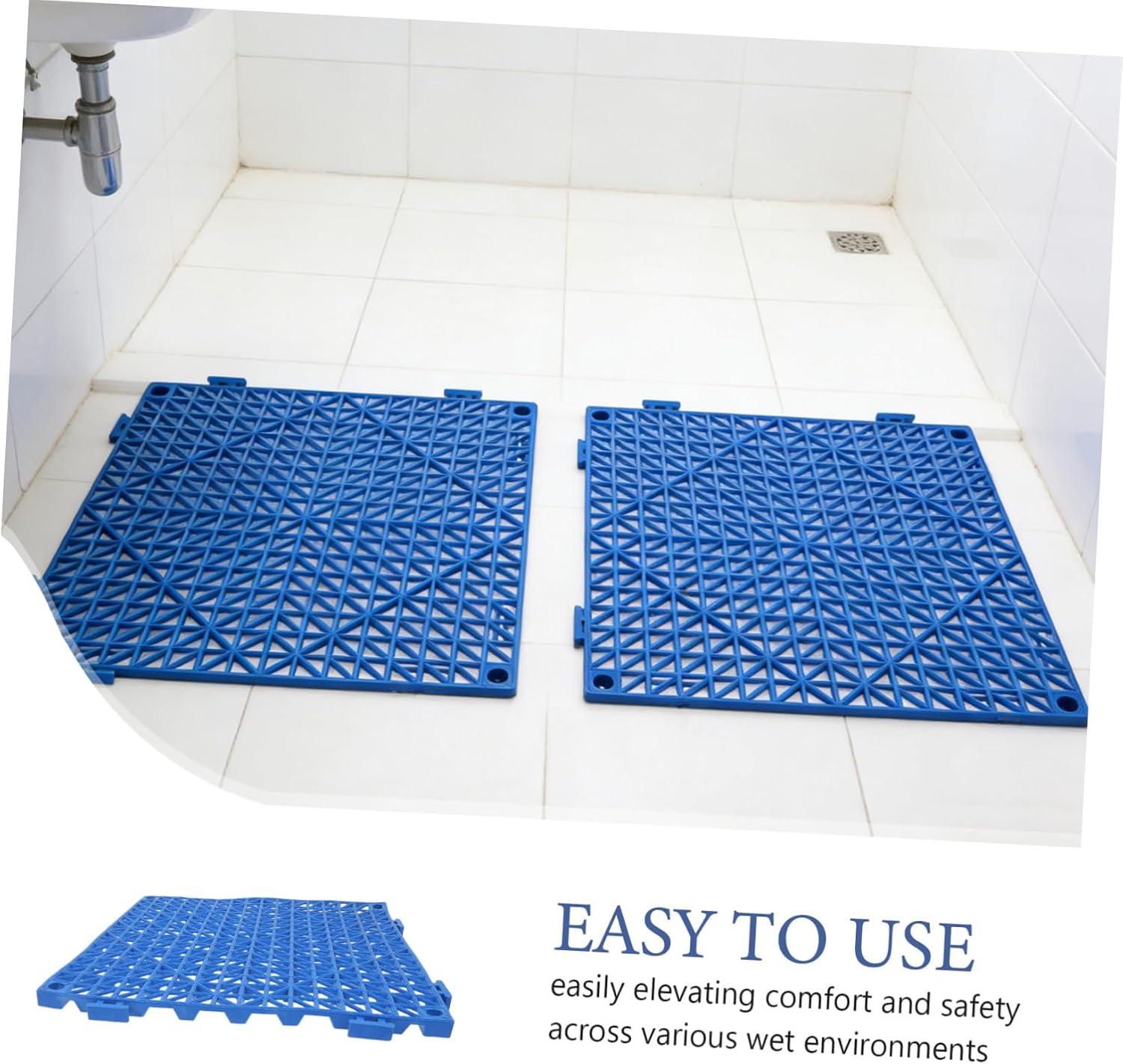 DECHOUS 2pcs Modular Interlocking Cushion Floor Mats 30x30cm PVC Non-Slip Drainage Tiles for Bathroom Shower Pool Patio Outdoor