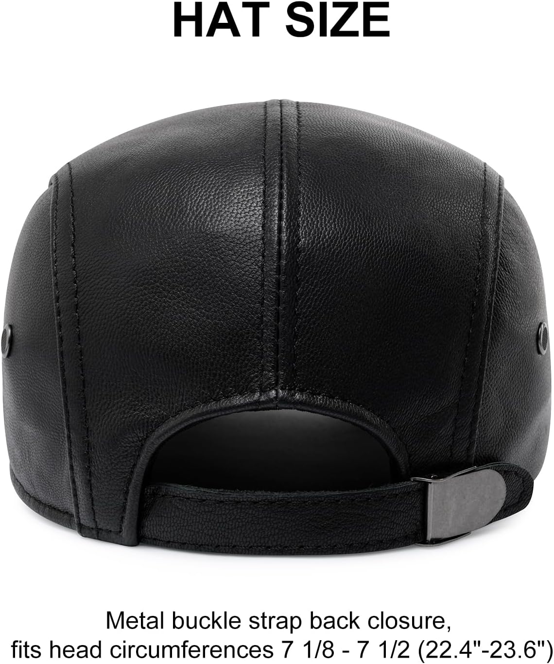 BOTVELA Men's Genuine Newsboy Leather Hat Adjustable Golf Flat Ivy Cap Gatsby Driving Beret Hat - Image 3