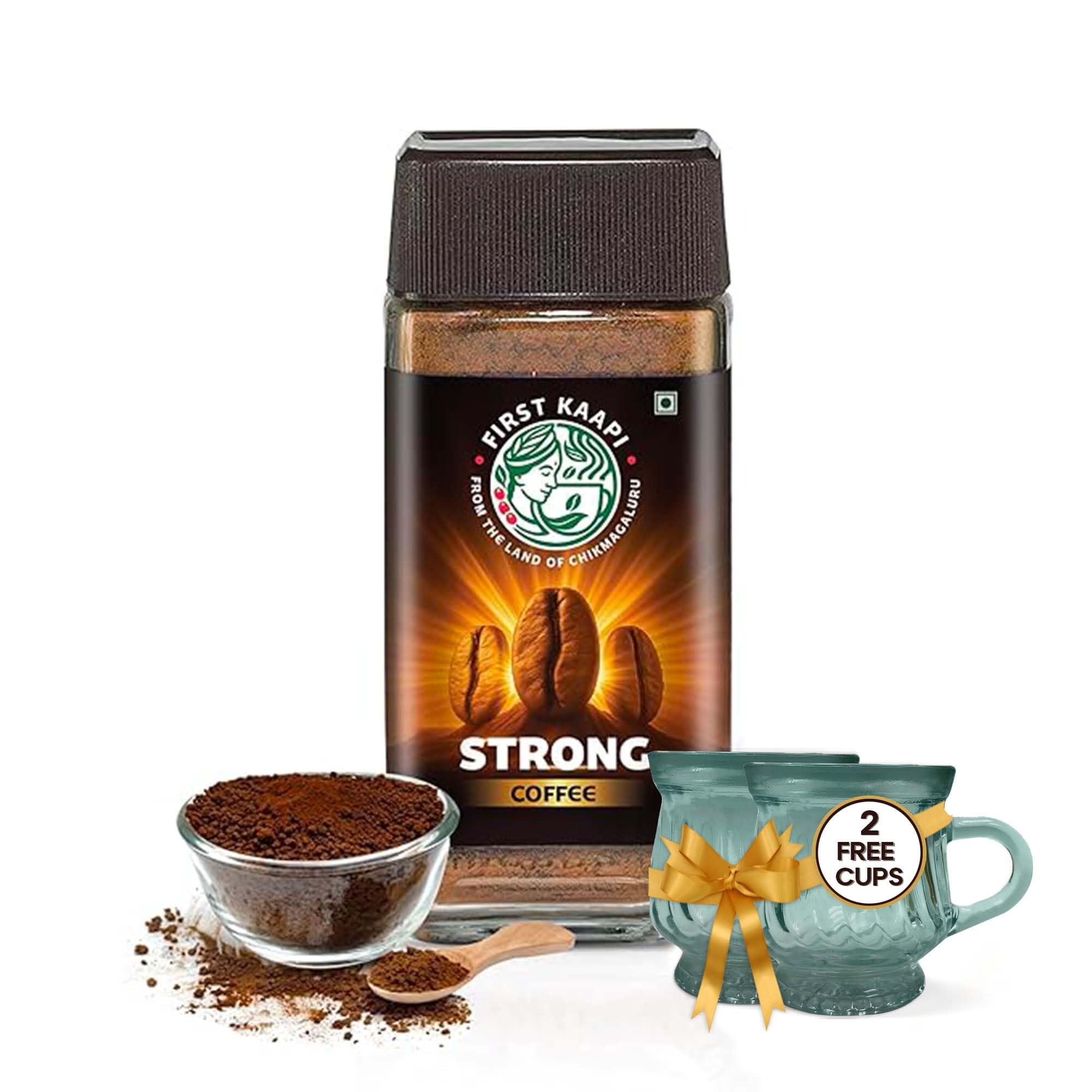FIRST KAAPI Strong Instant Coffee - Chicory Coffee Powder with 2
