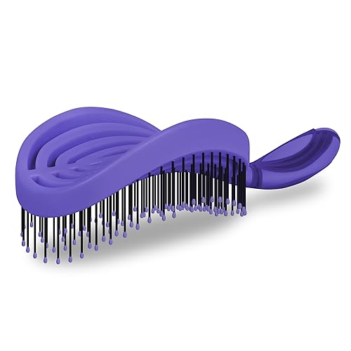 NuWay 4HAIR DoubleC PRO - Cepillo desenredante de doble curvo, patentado en Estados Unidos, es seguro para secador de pelo (jacinto)