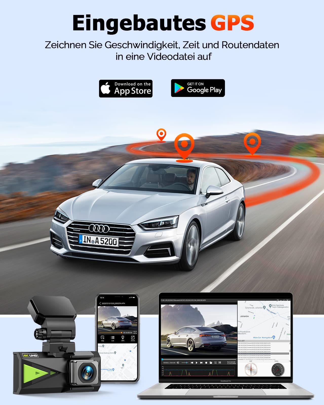 Dashcam Dashcam 24H Moniteur Stationnement Mini Avant Arrière Double Enregistreur Vidéo Dvr 2K