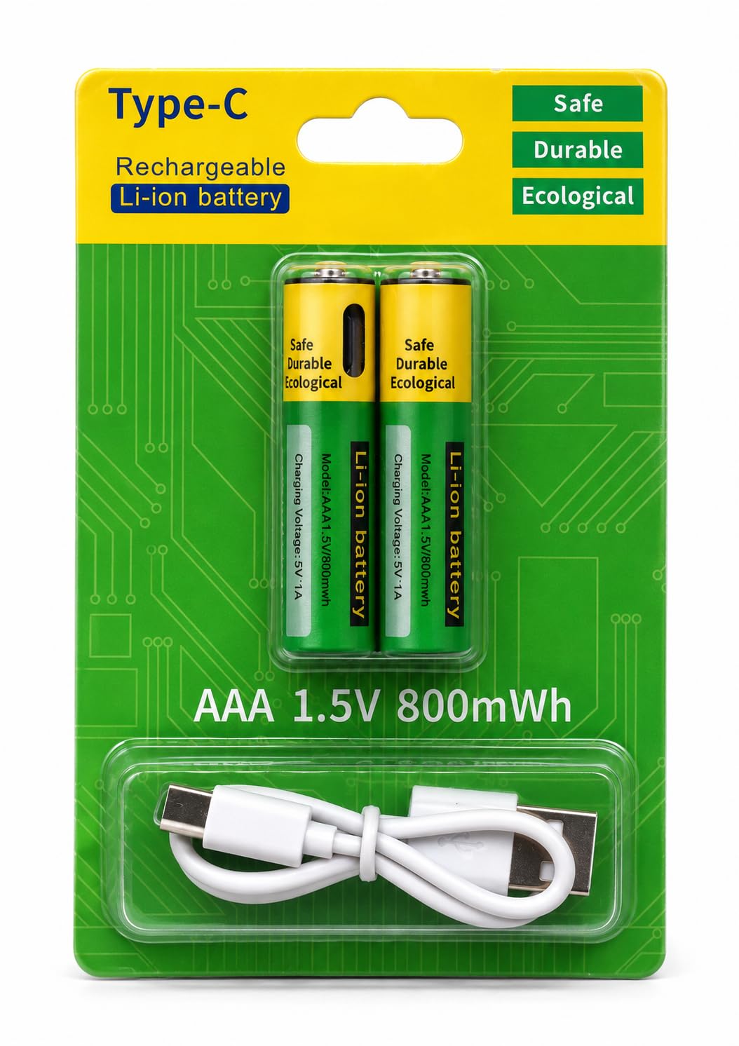 AAA 1.5V 800mWh Rechargeable Li-ion Batteries, Type-C USB Fast Charging, 2 Pack with USB Cable-picture-34