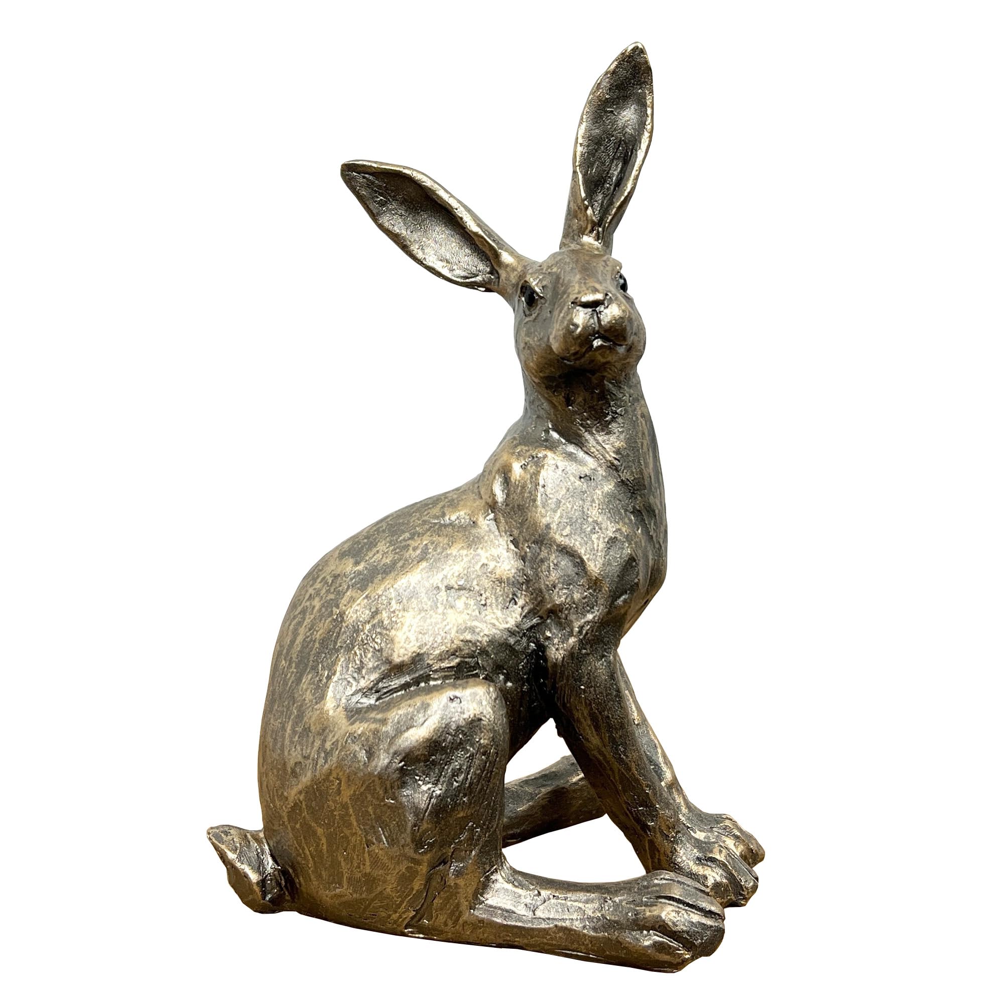 Alfie Francis 21.5cm Tall Sitting Hare Ornament Resin Bronze Coloured Finish