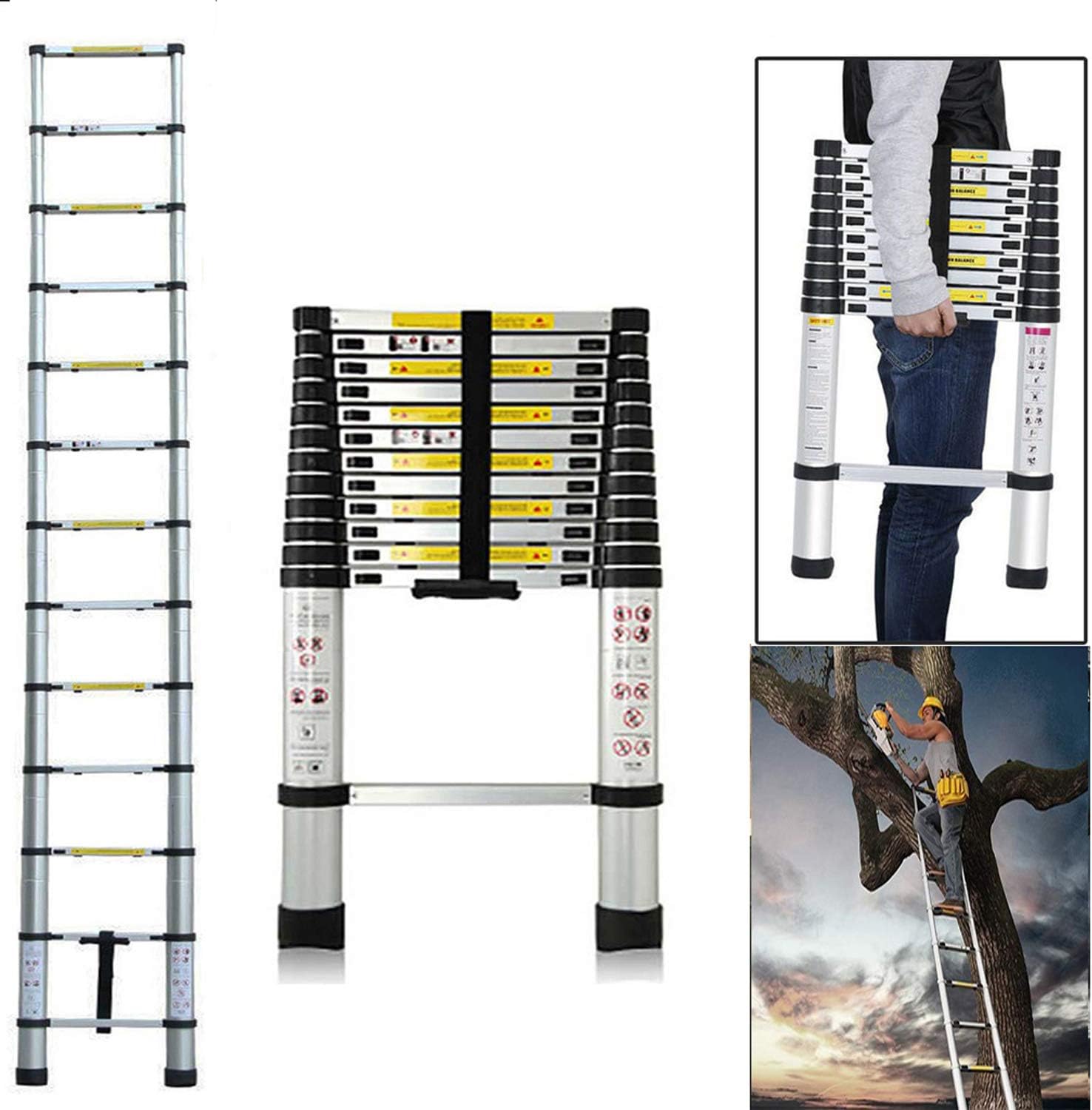 TREPPE Teleskopleiter Aus Aluminium, Doppelseitig, 4,4 M (2,2 M + 2,2 M