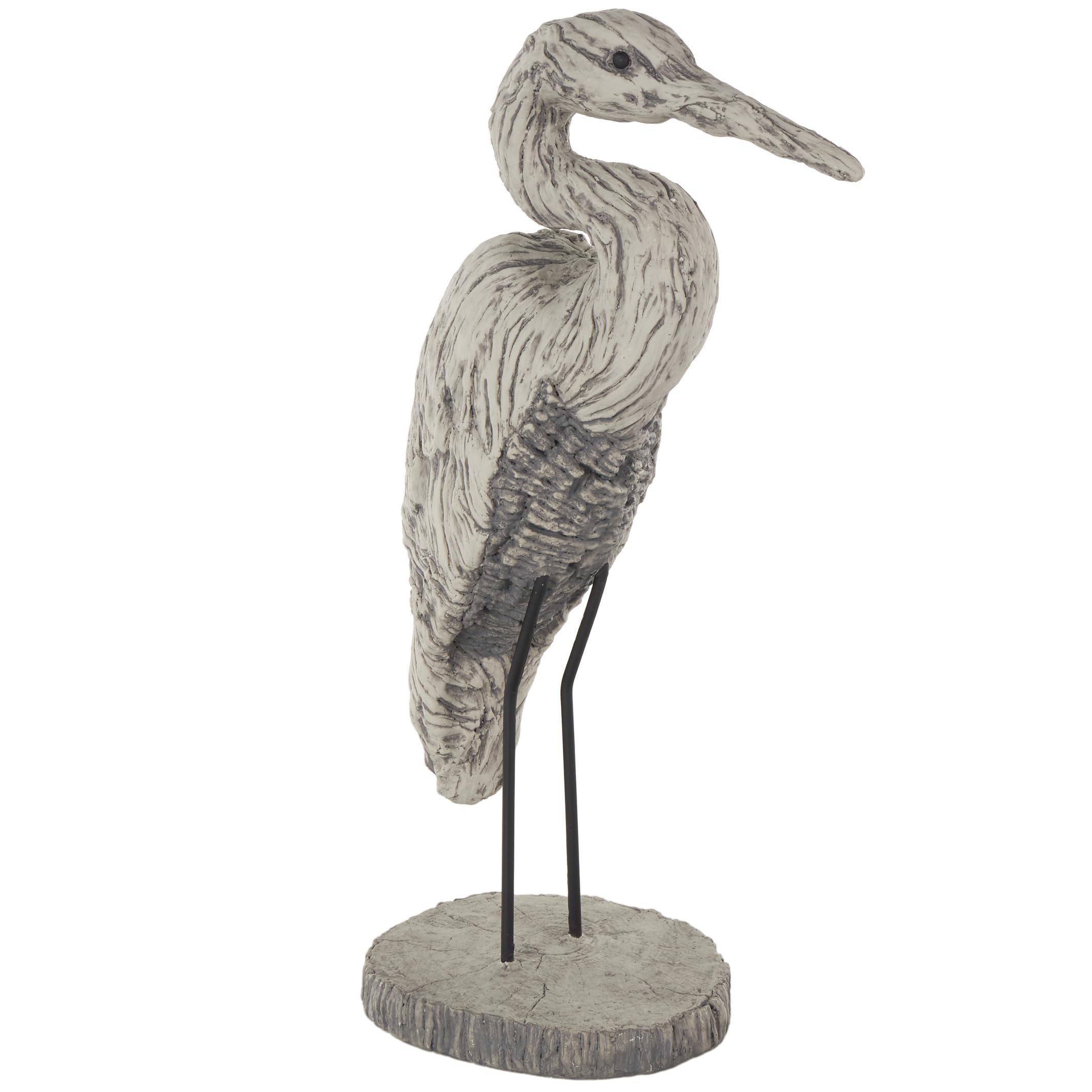 Deco 79 Polystone ptak dekoracyjna rzeźba strukturalna dekoracja domu, statuetka akcentująca, 15,2 x 25,4 x 48,3 cm, szara