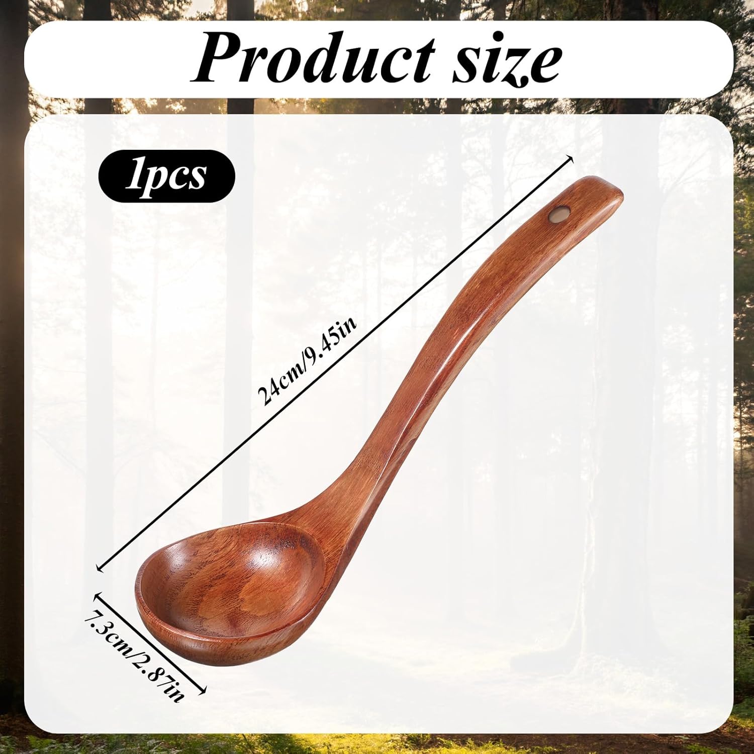 Wooden Ladle for soup, 11 Inch Wooden Soup Spoon, Long Handle Ladle Spoon, Large Kitchen Woodens Scoop for Cooking Serving Cookware, Gravy Sauce Porridge - Image 2