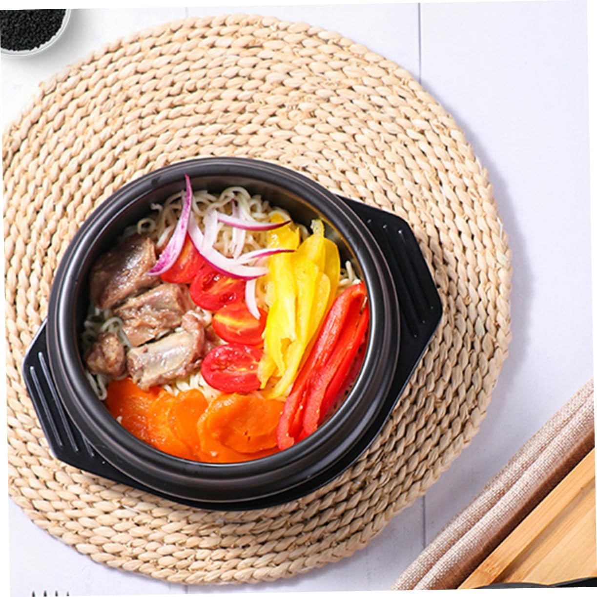 VALICLUD Korean Style Stone Ceramic Cooking Pot for Stove Use Heat Resistant Casserole with Double Ears for Soup Stew and Bibimbap Smooth Surface Easy Clean Cookware for Home and Restaurant