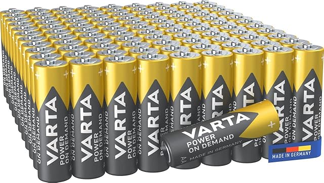 VARTA Power on Demand AA Mignon Batteries (100-pack, economy pack in environmentally-friendly packaging - smart, flexible and powerful - e.g. for computer accessories, Smart Home devices or torches)