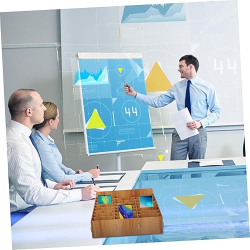 Miniatura 4 de Alipis Caja de almacenamiento para teléfono móvil, organizador de estantería de escritorio, soporte de estante de madera, estuche multifunción para