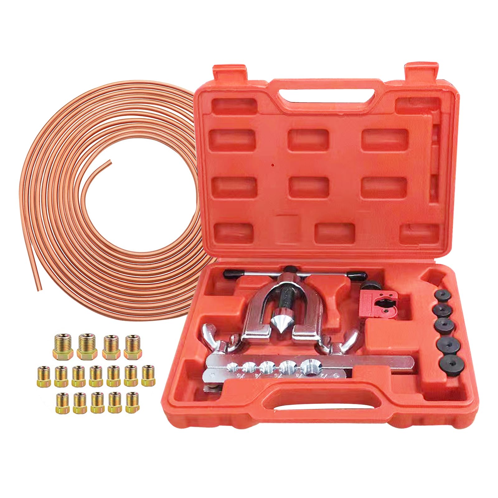 Legines 25 ft 3/16' Brake Line Kit +16pcs Fittings +Double & Single Flaring Tool