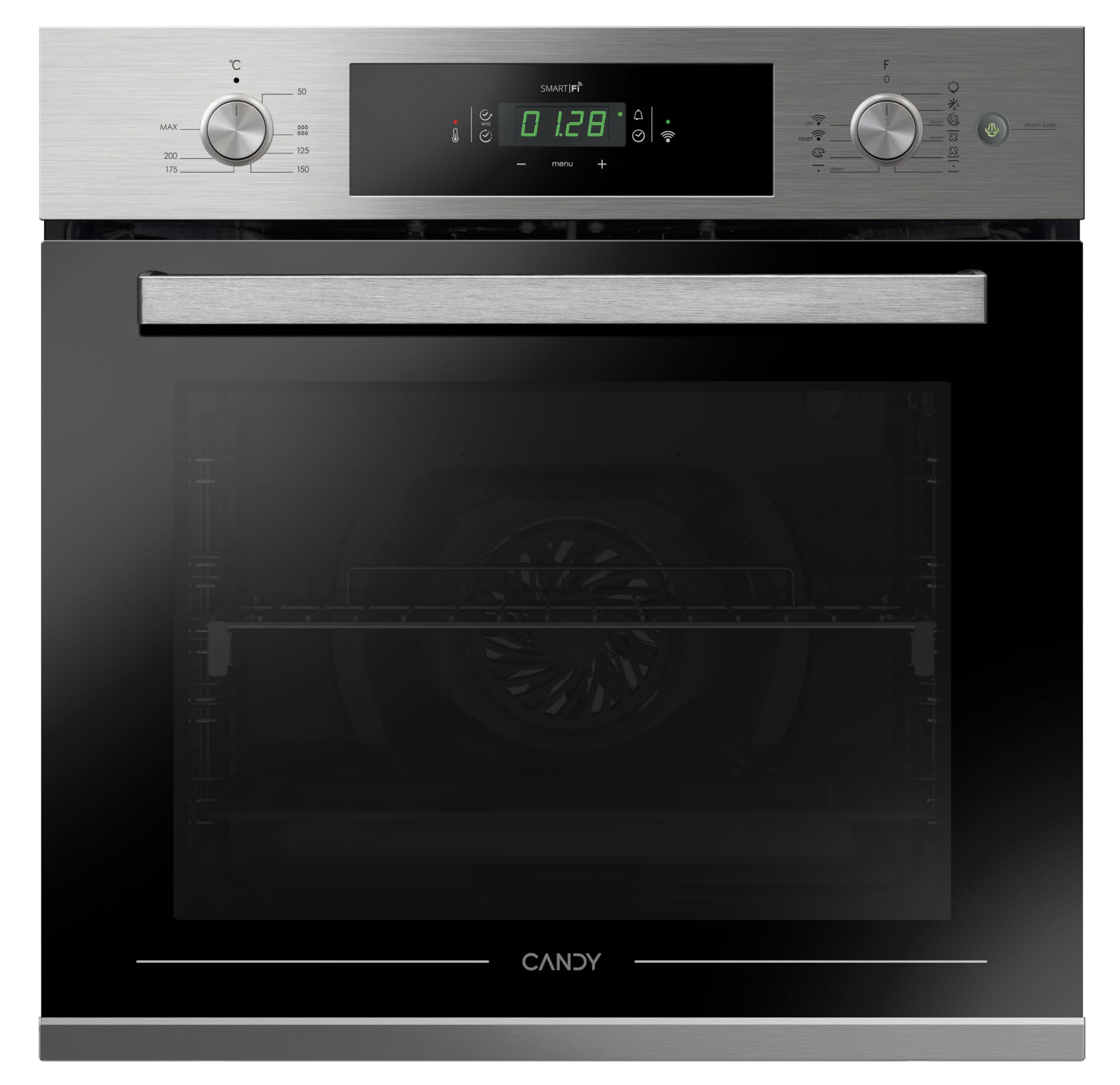 Candy New Timeless FCTS815XL WIFI, forno multifunzione, 70 l, vapore, ventola di raffreddamento, acqualisi, cottura multilivello, 8 funzioni, timer, display touch e comandi, porta 2 vetri, inox
