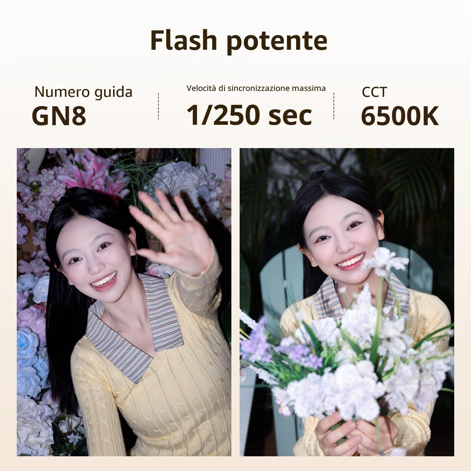 SMALLRIG RS-22 - Mini flash per fotocamera Sony, Nikon, Canon, Fuji, Speedlite manuale GN8, regolabile a 85°, 4 livelli 1/1-1/8, 700 flash a piena potenza, 6500 K, batteria da 400 mAh, 5883
