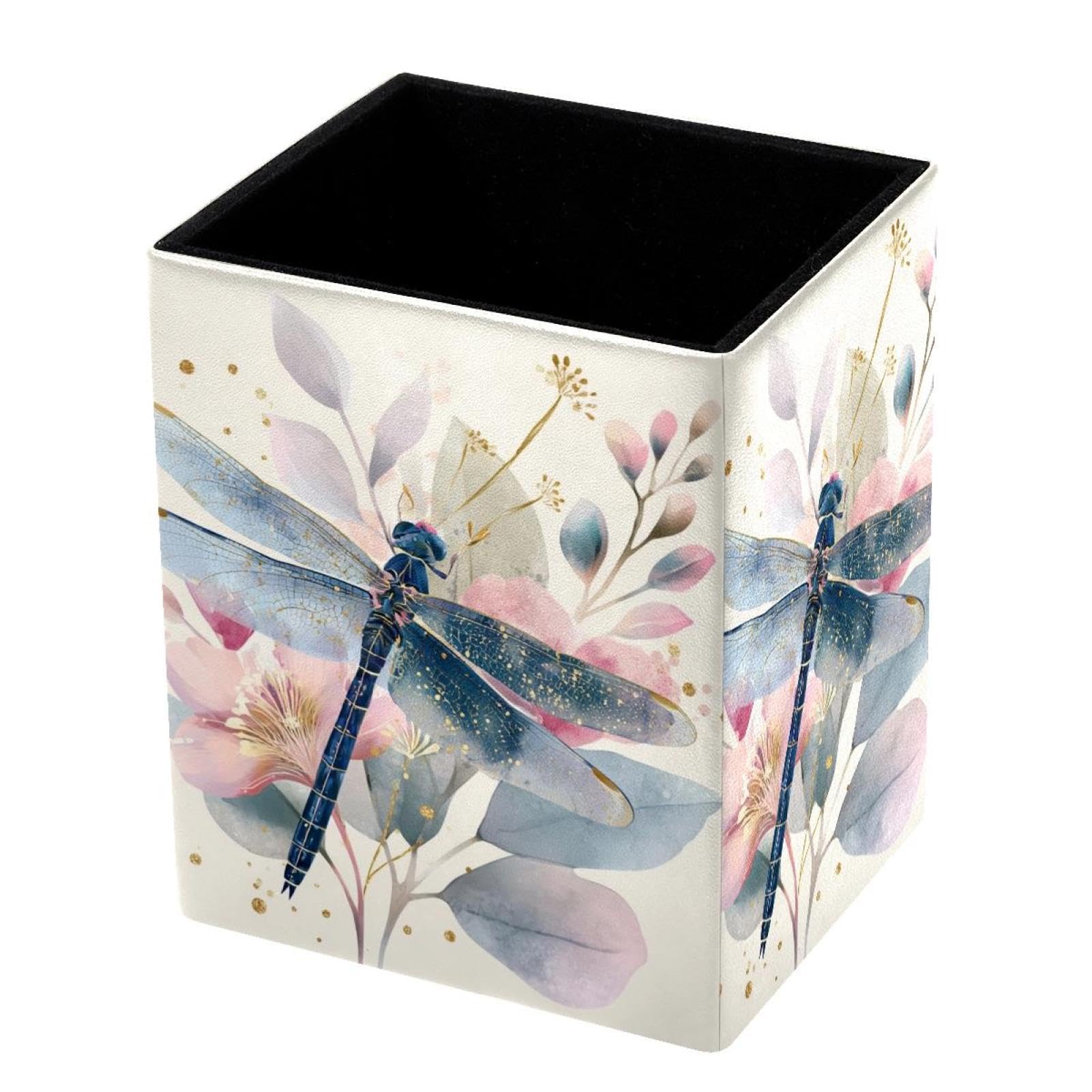 VAPOKF Pencil Holders for Desk, Dragonfly Printed Pen Holders Pen Pot Makeup Brushes Storage Desktop Stationery Supplies Organiser for Home Office