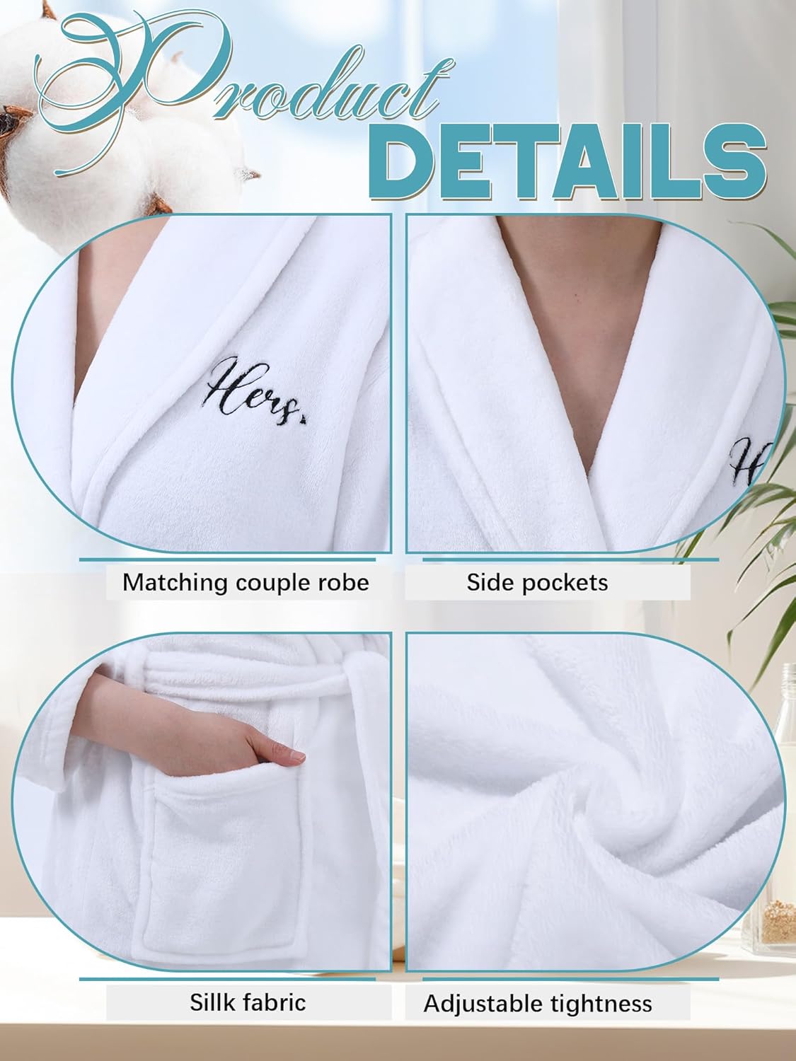 Jecery 2 Pack Valentines His and Hers Robes Gifts Hubby Wifey Flannel Embroidered Matching Robes Pajamas Anniversary Wedding