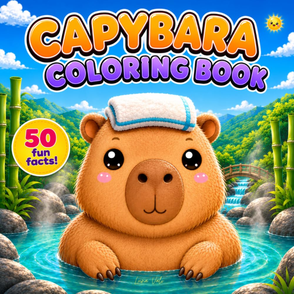 Capybara Coloring Book: 50 Fun Facts & Cute Coloring Pages