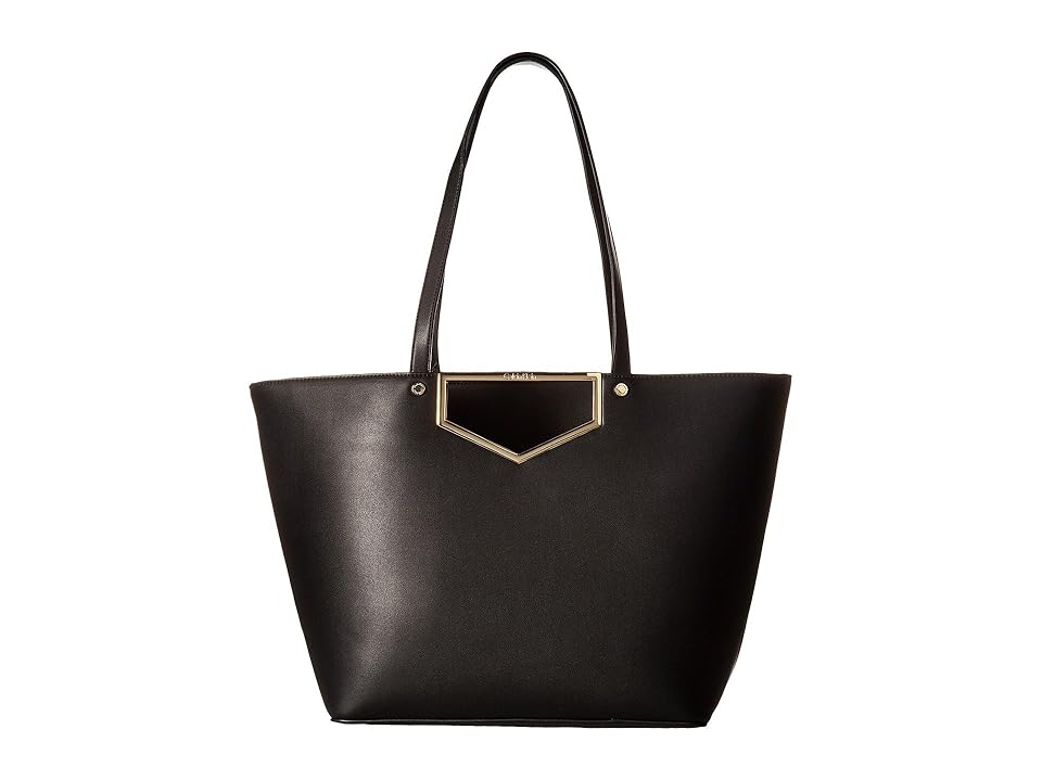 

Calvin Klein Novelty Cut Out Hardware Tote (Black/Gold) Tote Handbags