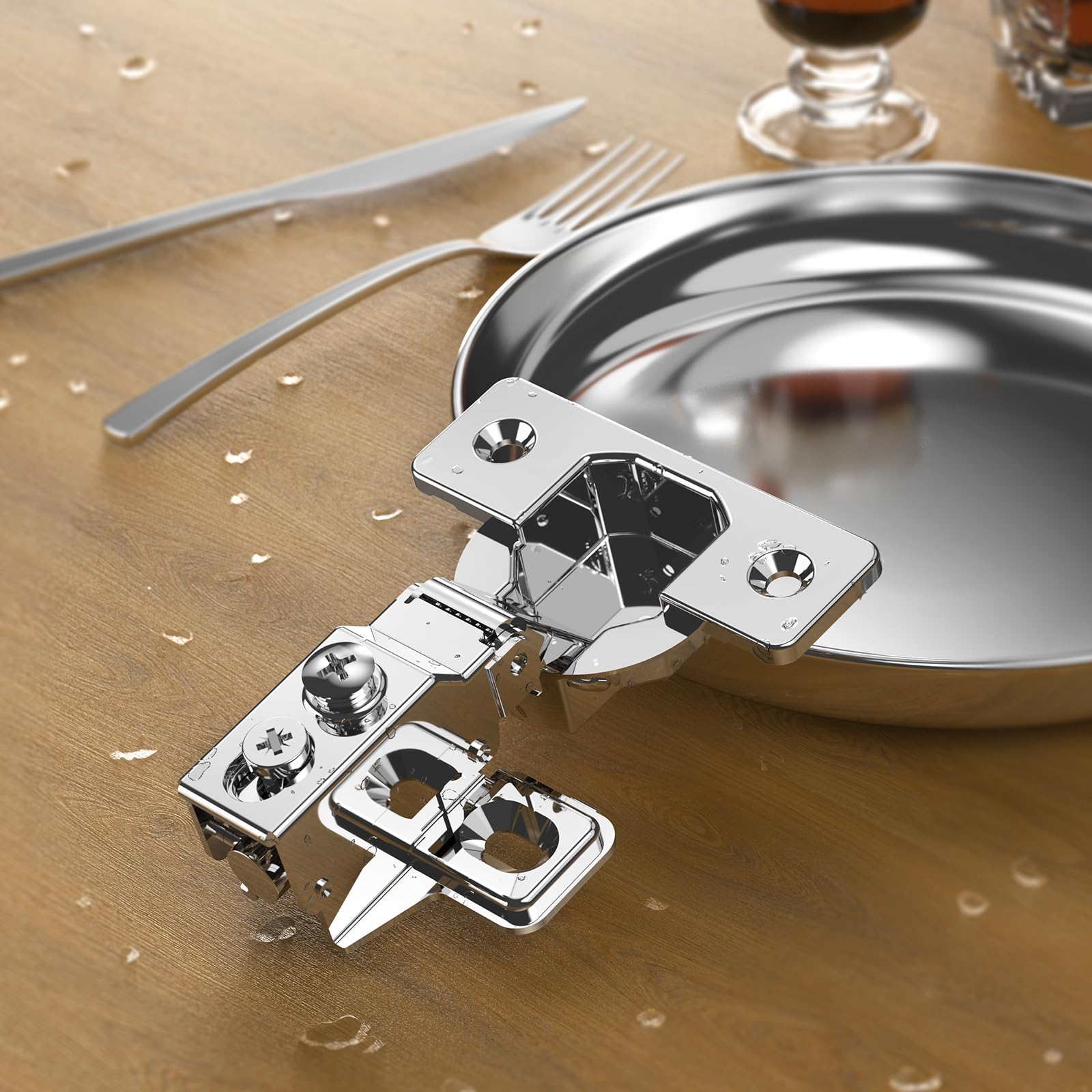 Chibery Paquete de 20 bisagras superpuestas de 5/8 pulgadas, acero inoxidable de 45 mm, cierre suave 3D silencioso oculto para puerta de marco frontal y puerta sin marco, reemplazo de cocina de ángulo