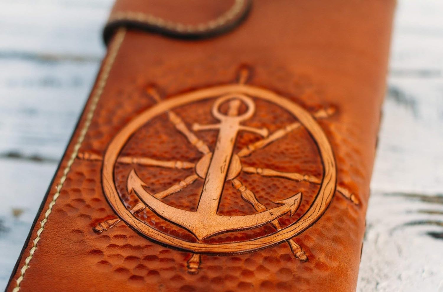 Brig, Sail, Yacht, Anchor, Boat, Ship, Men's 3D Genuine Leather Wallet, Long wallet, Biker Wallet, Handmade wallet, Carved wallet, Airbrush Art, Custom wallet, Personalized wallet
