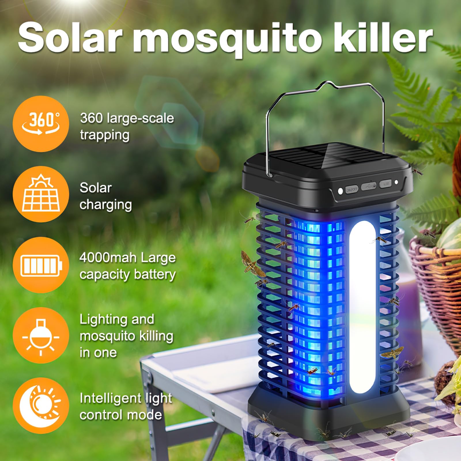 Lampada anti-zanzara, UV anti mosca zanzara assassino di insetti elettrici, lampada elettrica anti-zanzare, trappola per zanzare, per camera da letto, soggiorno, cucina, camera dei bambini