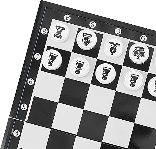 Miniatura 6 de Portable Chess Set, Folding Strategy Board, 7.87x7.87x0.79 Inches Playset with Compact Build, Travel ABS Game, Learning Kit with Classic Style,